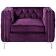 Posh Living Levi Button Tufted Velvet Accent Chair in Purple