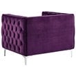 Posh Living Levi Button Tufted Velvet Accent Chair in Purple