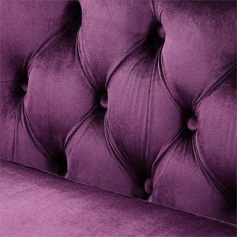 Posh Living Levi Button Tufted Velvet Accent Chair in Purple