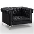 Posh Living Ryder Button Tufted Leather Chesterfield Accent Chair - Black/Chrome