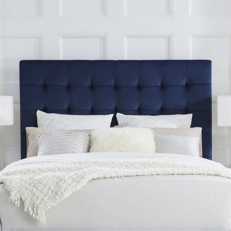 posh living blake button-tufted velvet king headboard in blue - hb24 ...