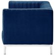 Posh Living Hayden Velvet Tuxedo Loveseat with Y-Metal Base in Navy Blue/Chrome