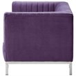 Posh Living Hayden Velvet Tuxedo Loveseat with Y-Metal Base in Purple/Chrome