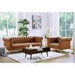 Posh Living Ryder Button Tufted Leather Chesterfield Sofa in Brown/Gold