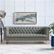 Posh Living Ryder Button Tufted Leather Chesterfield Sofa in Gray/Chrome