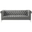 Posh Living Ryder Button Tufted Leather Chesterfield Sofa in Gray/Chrome