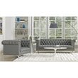 Posh Living Ryder Button Tufted Leather Chesterfield Sofa in Gray/Chrome