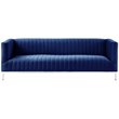 Posh Living Hayden Velvet Tuxedo Sofa with Y-Metal Base in Navy Blue/Chrome
