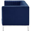 Posh Living Hayden Velvet Tuxedo Sofa with Y-Metal Base in Navy Blue/Chrome