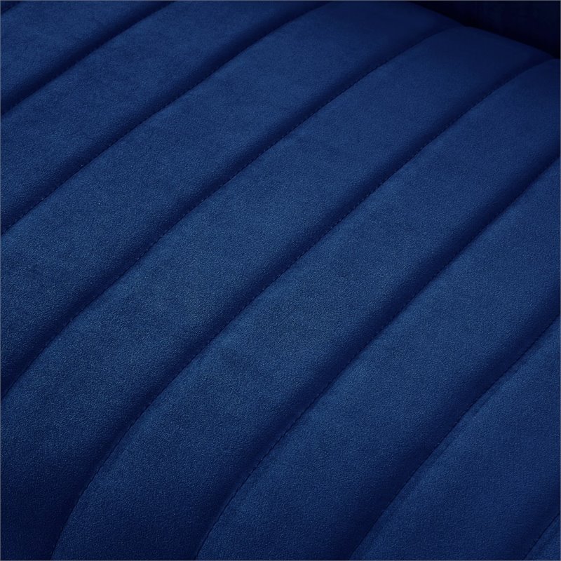 Posh Living Hayden Velvet Tuxedo Sofa with Y-Metal Base in Navy Blue/Chrome