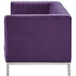 Posh Living Hayden Velvet Tuxedo Sofa with Y-Metal Base in Purple/Chrome
