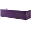Posh Living Hayden Velvet Tuxedo Sofa with Y-Metal Base in Purple/Chrome