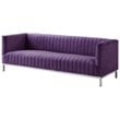 Posh Living Hayden Velvet Tuxedo Sofa with Y-Metal Base in Purple/Chrome