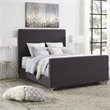 Posh Living Alex Linen Fabric Upholstered Platform Queen Bed Frame in Dark Gray