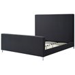 Posh Living Alex Linen Fabric Upholstered Platform Queen Bed Frame in Dark Gray
