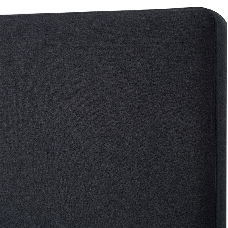 Posh Living Alex Linen Fabric Upholstered Platform Queen Bed Frame in Dark Gray
