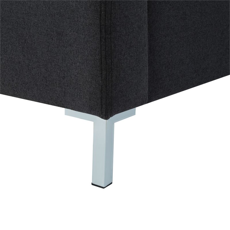 Posh Living Alex Linen Fabric Upholstered Platform Queen Bed Frame in Dark Gray