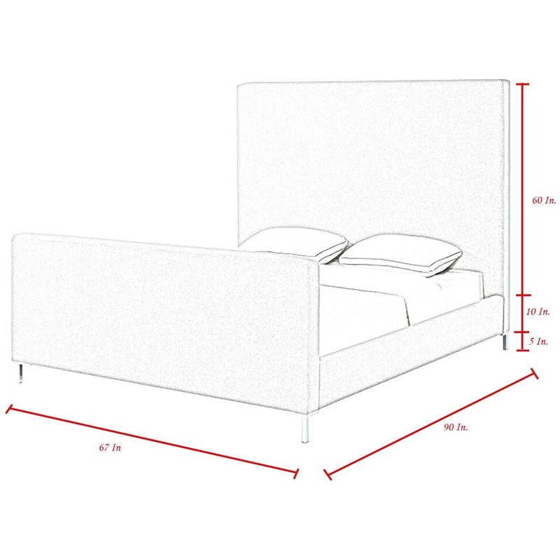 Posh Living Alex Linen Fabric Upholstered Platform Queen Bed Frame in Dark Gray