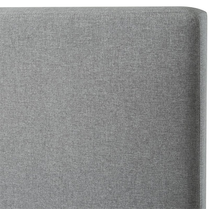 Posh Living Alex Linen Fabric Upholstered Platform Queen Bed Frame in Gray