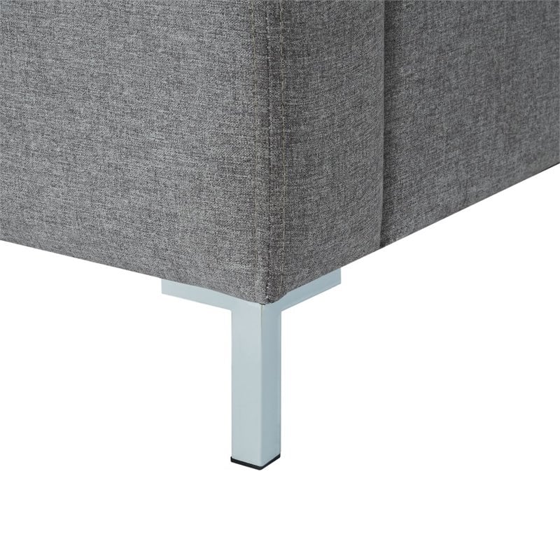 Posh Living Alex Linen Fabric Upholstered Platform Queen Bed Frame in Gray
