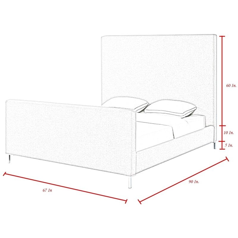 Posh Living Alex Linen Fabric Upholstered Platform Queen Bed Frame in Gray