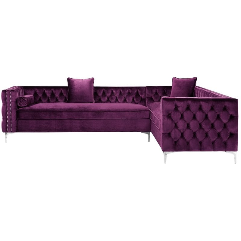 Levi Purple Velvet Corner Sectional Sofa - 120 Inches ...