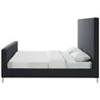 Posh Living Alex Linen Fabric Upholstered Platform King Bed Frame in Dark Gray