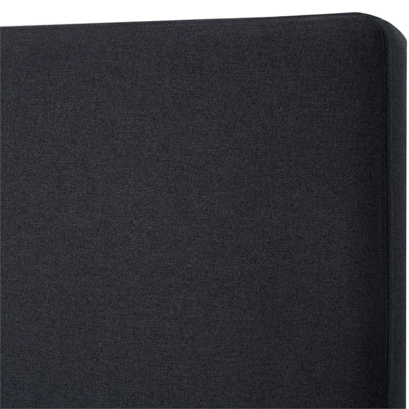 Posh Living Alex Linen Fabric Upholstered Platform King Bed Frame in Dark Gray