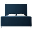 Posh Living Alex Linen Fabric Upholstered Platform King Bed Frame in Blue
