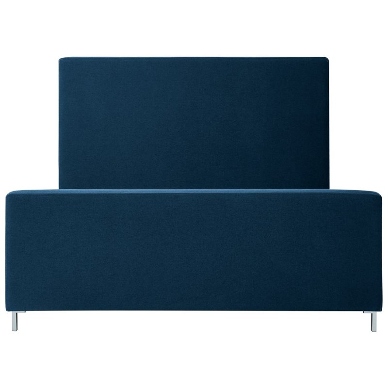Posh Living Alex Linen Fabric Upholstered Platform King Bed Frame in Blue