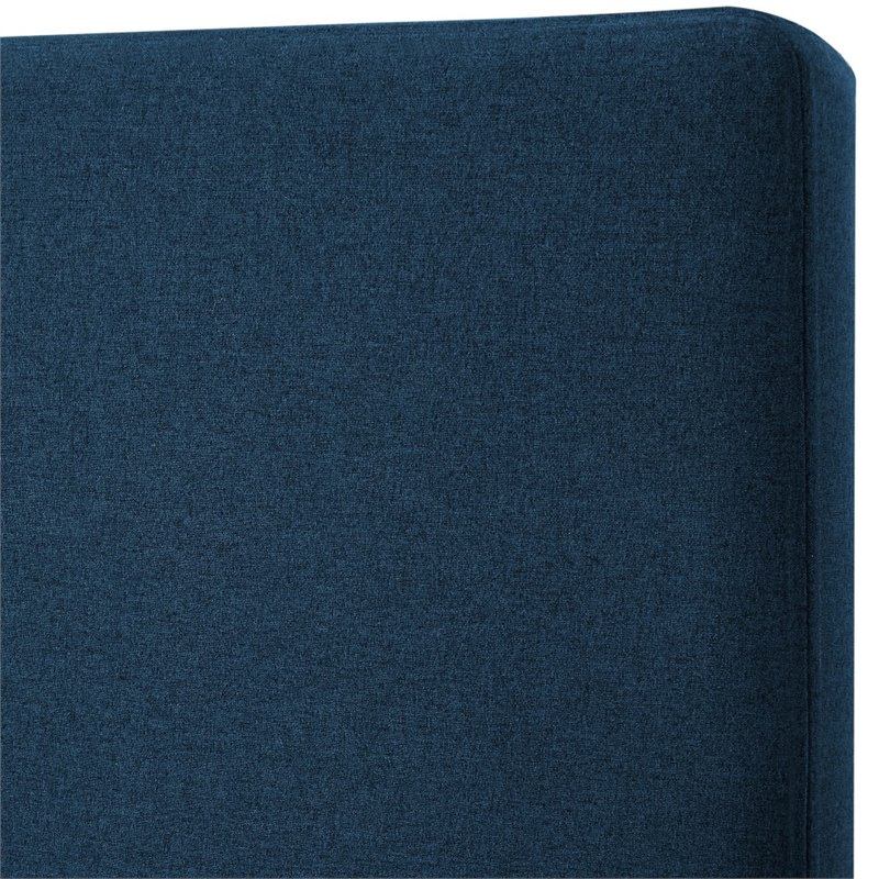 Posh Living Alex Linen Fabric Upholstered Platform King Bed Frame in Blue