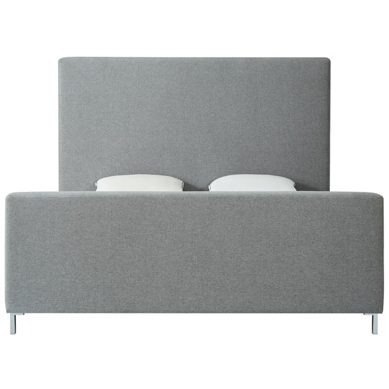 Posh Living Alex Linen Fabric Upholstered Platform King Bed Frame in Gray