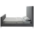 Posh Living Alex Linen Fabric Upholstered Platform King Bed Frame in Gray