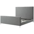 Posh Living Alex Linen Fabric Upholstered Platform King Bed Frame in Gray