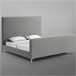 Posh Living Alex Linen Fabric Upholstered Platform King Bed Frame in Gray