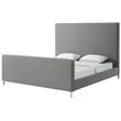 Posh Living Alex Linen Fabric Upholstered Platform King Bed Frame in Gray