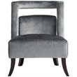Posh Living Cole Tufted Velvet Accent Chair with Nailhead Trim in Gray