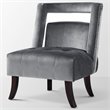 Posh Living Cole Tufted Velvet Accent Chair with Nailhead Trim in Gray