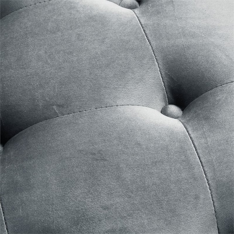 Posh Living Cole Tufted Velvet Accent Chair with Nailhead Trim in Gray