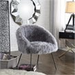 Posh Living Anthony Faux Fur Fabric Accent Chair with Metal Legs in Gray