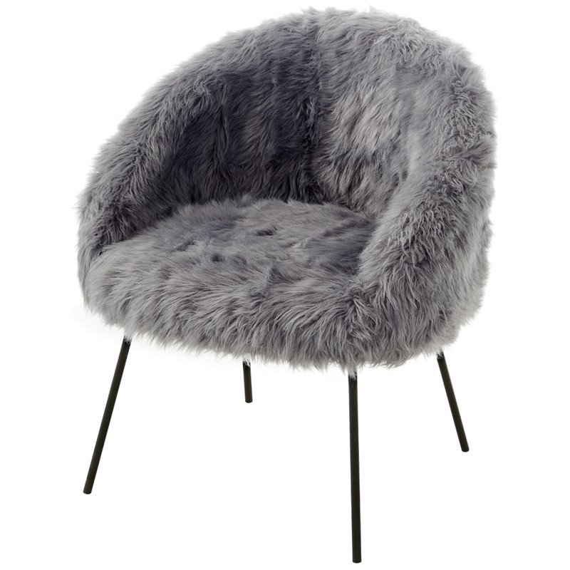 grey fur accent chair