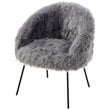 Posh Living Anthony Faux Fur Fabric Accent Chair with Metal Legs in Gray