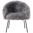 Posh Living Anthony Faux Fur Fabric Accent Chair with Metal Legs in Gray