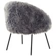 Posh Living Anthony Faux Fur Fabric Accent Chair with Metal Legs in Gray