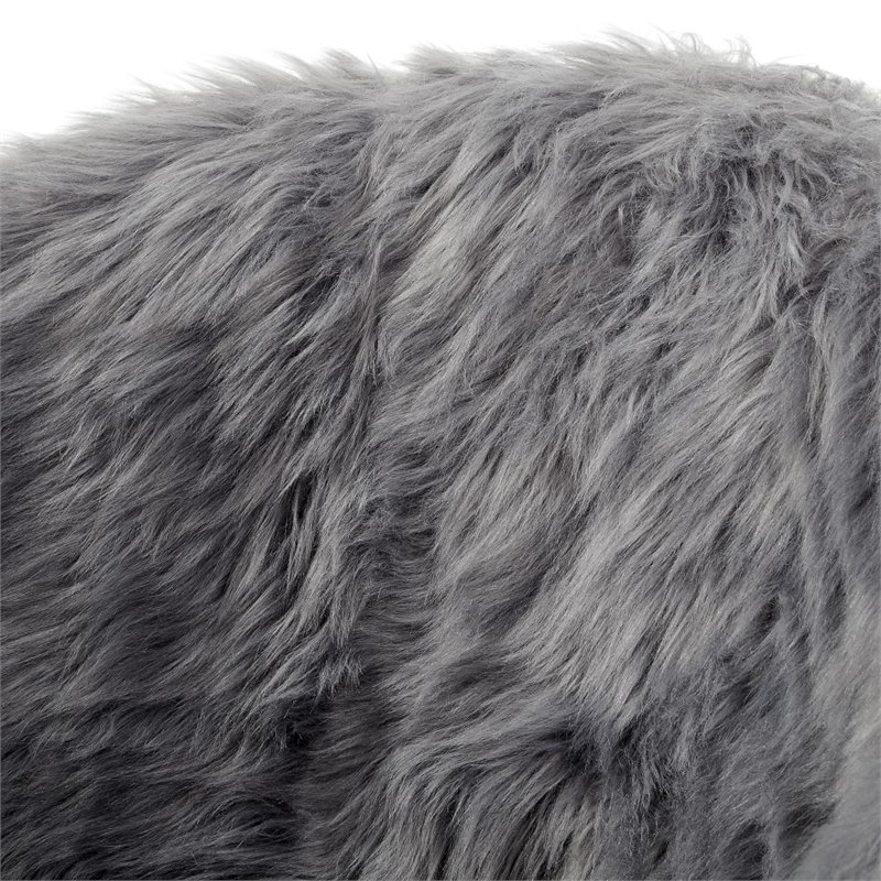 Posh Living Anthony Faux Fur Fabric Accent Chair with Metal Legs in Gray
