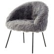 Posh Living Anthony Faux Fur Fabric Accent Chair with Metal Legs in Gray