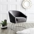Posh Living Leo Tufted Velvet Barrel Back Accent Chair in Gray/Chrome