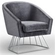 Posh Living Leo Tufted Velvet Barrel Back Accent Chair in Gray/Chrome