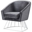 Posh Living Leo Tufted Velvet Barrel Back Accent Chair in Gray/Chrome