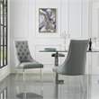 Posh Living Colton PU Leather  Acrylic Leg Dining Chair in Gray (Set of 2)